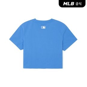 [코리아공식] 여성 바시티 스포츠 세미 크롭 반팔 티셔츠 LA (Ptn.Blue)