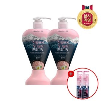 엘지생활건강 히말라야핑크솔트 285g * 2개 (플로럴) + 히말라야 핑크솔트 담은 칫솔(부드러운) 2개