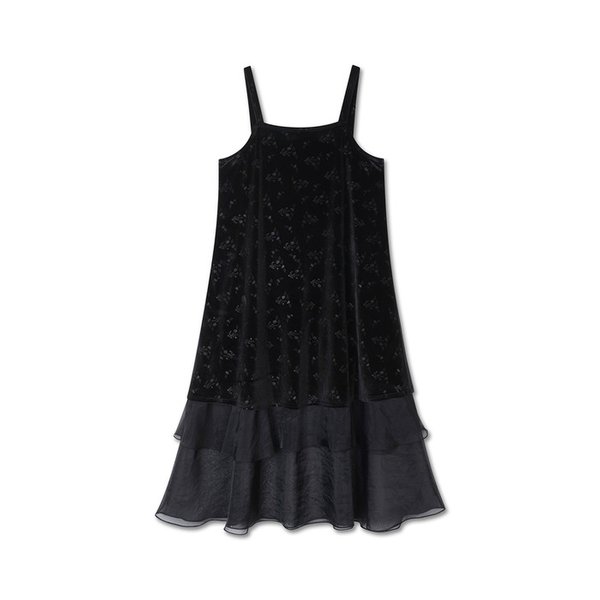 VELVET OGANZA LAYERED DRESS BLACK