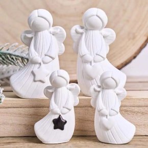 2Pcs DIY 수제 천사 석고 수지 금형 하트 스타 디자인 3D 실리콘 장식 조각