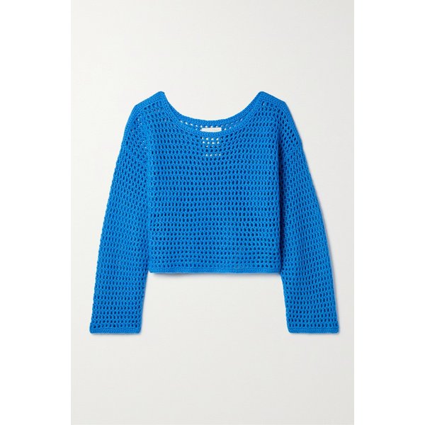 수지 콘디 디미트라 크롭 크로셰 캐시미어 스웨터 블루 1647597303064434