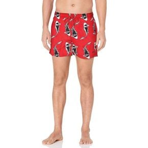 Mens Fish Animal Print Drawstrings Waist Swim Shorts In Red 64957765