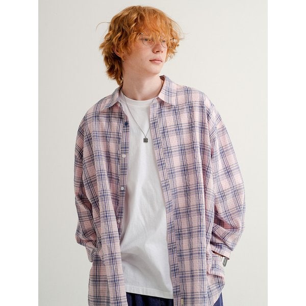 시어 프라임 체크셔츠 핑크블루 JJLS7729