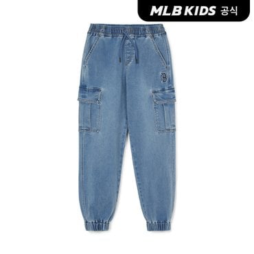 MLB키즈 (공식)24FW 데일리 아웃도어 루즈 조거 데님팬츠 7ADPR0244-43BLS