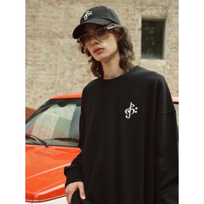 OVERSIZED LOGO SWEAT TOP BLACK