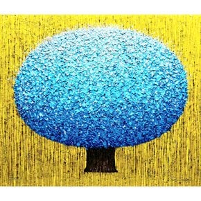 김성지작가 10호 거실그림액자 파란나무그림 돈나무 개업선물 집들이선물 풍수인테리어