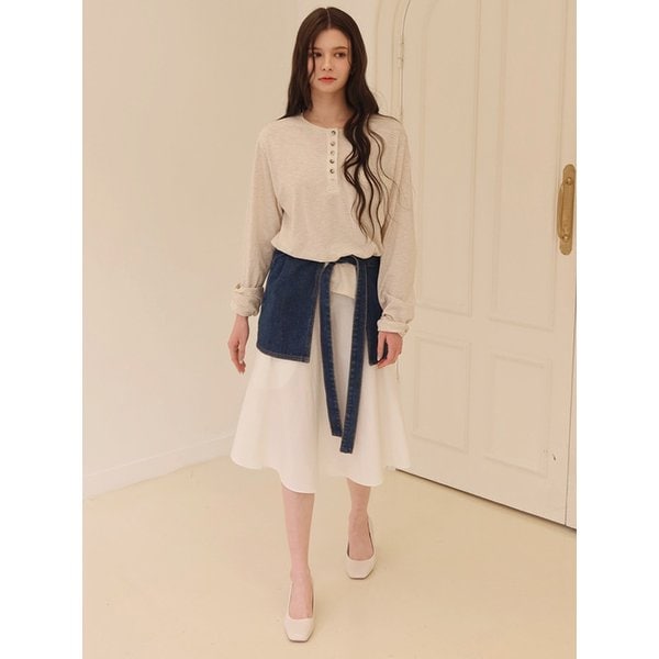 Cotton Henry neck Top_Oatmeal