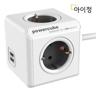 아이정 디자인 멀티탭 파워큐브 4구 익스텐디드 USB 그레이 3M