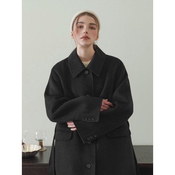 [리오더 5차] 30%캐시 싱글 스티치 코트 - 블랙