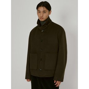 Fine wool short coat (brown)