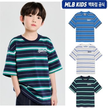 MLB키즈 [벡화점공식]   25SS  바시티 스트라이프 티셔츠 (3color) 7ATSV0753