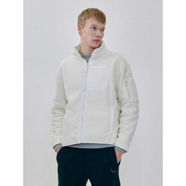 남성 양털 하이넥 집업 점퍼 (아이보리)