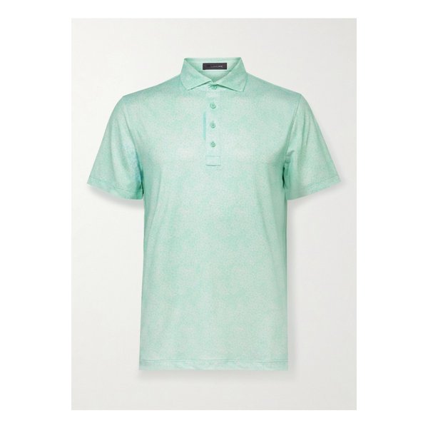 플로럴 프린트 테크 저지 골프 폴로 셔츠 블루 1647597355917020