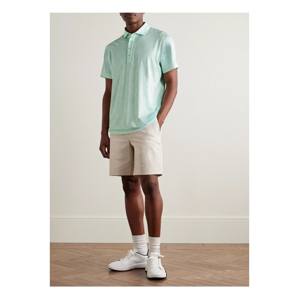 플로럴 프린트 테크 저지 골프 폴로 셔츠 블루 1647597355917020