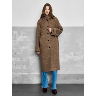 라넌큘러스 헤링본 발마칸 롱 울 코트_BROWN