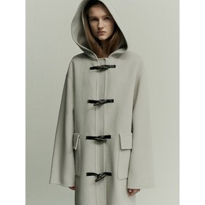 WOOL BLEND HOODED DUFFLE COAT FOG