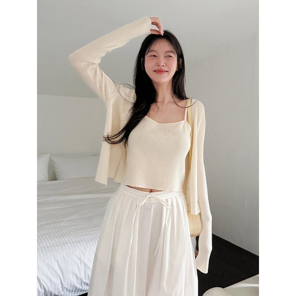 [컬러추가]V-neck Cardigan & Sleeveless Top Set_7color