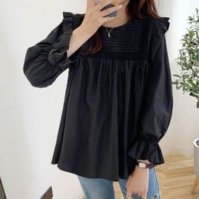 헬센 러플 라운드넥 플리츠 셔츠 3color_P400314942