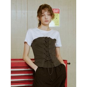 Layered corset shirring t-shirt (2color)