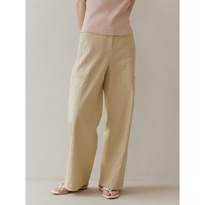 LINEN CARGO PANTS - Beige