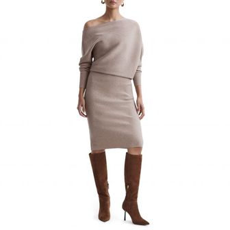 이스퀘어 3816045 Reiss One-Shoulder Long Sleeve Rib Sweater Dress