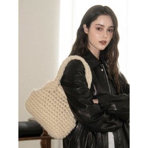 Wool 100% Handmade Crochet Frame Tote Bag _ Cream