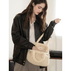 Wool 100% Handmade Crochet Frame Tote Bag _ Cream