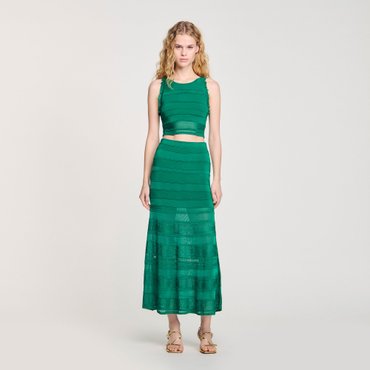산드로 [25SS 시즌오프 30%] 오픈워크 스티치 니트 탑 SF25S3FRP0947