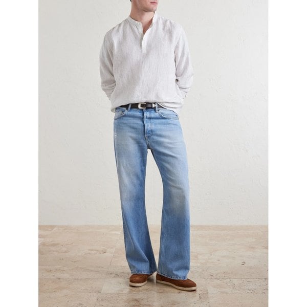 미스터 피 그랜드드 칼라 핀스트라이프 리넨 셔츠 46376663163041145