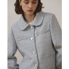 COLLAR TWEED JACKET 아이보리/하늘색