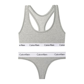 Calvin Klein CK 여성 코튼 스포츠브라 브라렛+티팬티 세트 QP1114+F3786 GREY