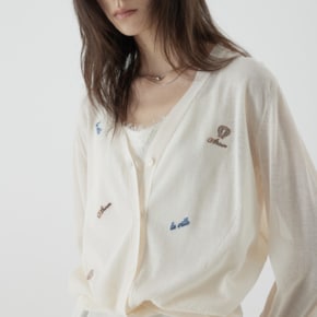 투웨이 엠브로이드 브이넥 가디건_Z262KSL014