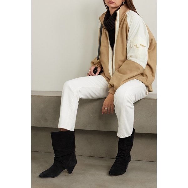 리치 개더 스웨이드 앵클 부츠 블랙 1647597322740182