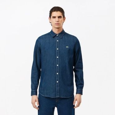 라코스테 남자 라코스테 셔츠 Bio-Denim-Baumwolle - 그레이 8864707