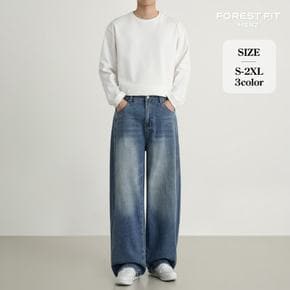 남성 워싱 커브드핏 데님 청바지 (MJ2623)
