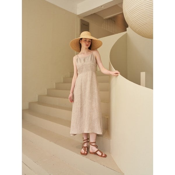 Pintuck flare dress (Oatmeal)