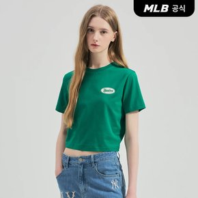 [코리아공식] 여성 바시티 크롭 슬림핏 반팔 티셔츠 NY (Ptn.Green)