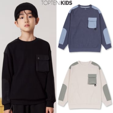 탑텐키즈 24년 FW (남아) 밸런스 와플지 포켓 스웨트셔츠 MKE3TR1401