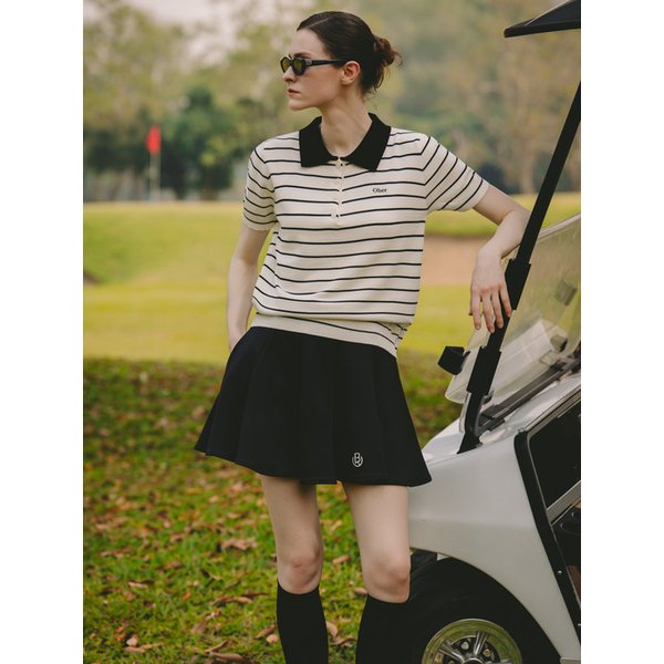 Summer Stripe Polo Knit (Ivory)