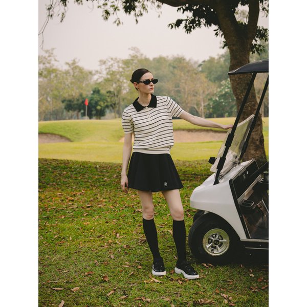 Summer Stripe Polo Knit (Ivory)