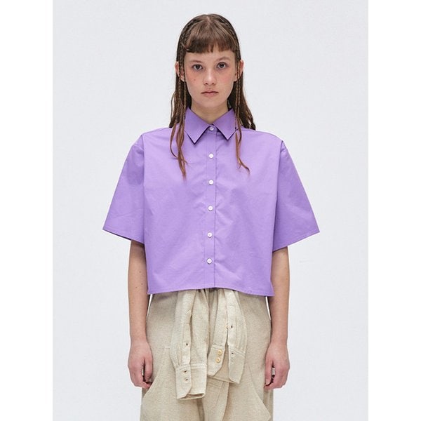 Wide Cropped Half Shirt_Violet