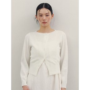 보트넥 세미 크롭 가디건_White