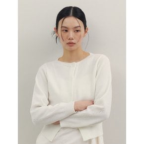 보트넥 세미 크롭 가디건_White