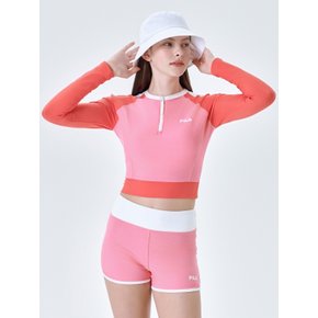[스타필드 안성 휠라] 여성 워터스포츠 하프집 크롭 래쉬가드 PINK