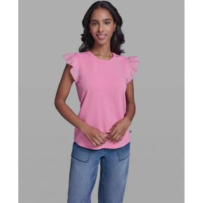 칼라거펠트 우먼 Scallop 트림 보트 넥 탑 - 핑크 Carnation 25909893 1390119