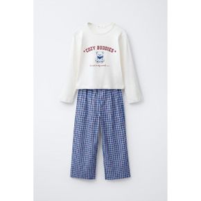 ZARA 자라 키즈 614 YEARS 컴바인드 베어  체크 PYJAMAS 블루 7099572400 7099572 1397111