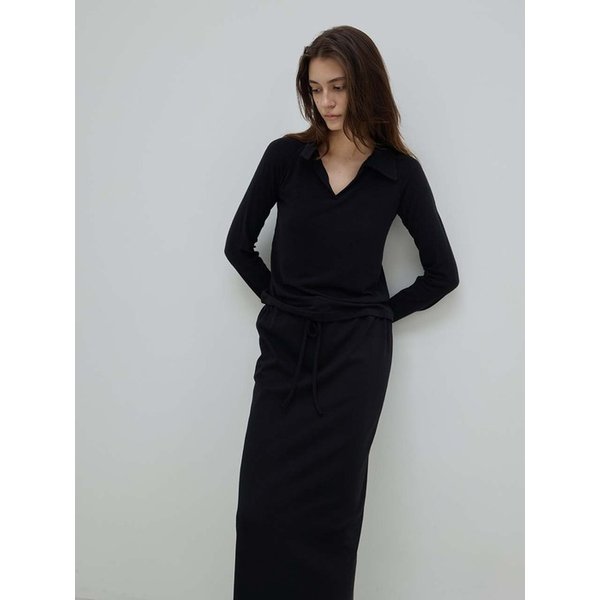 Soft Wool Collar Top - Black