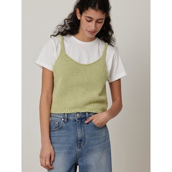 퀸스래빗 Two Way Open Knit Vest Top