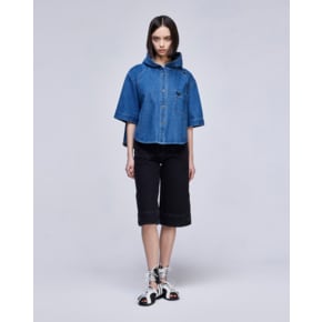 [파주점] [송지오우먼]지제로 커브드 슬릿 데님 후드 셔츠 블루 WH3SH804BL