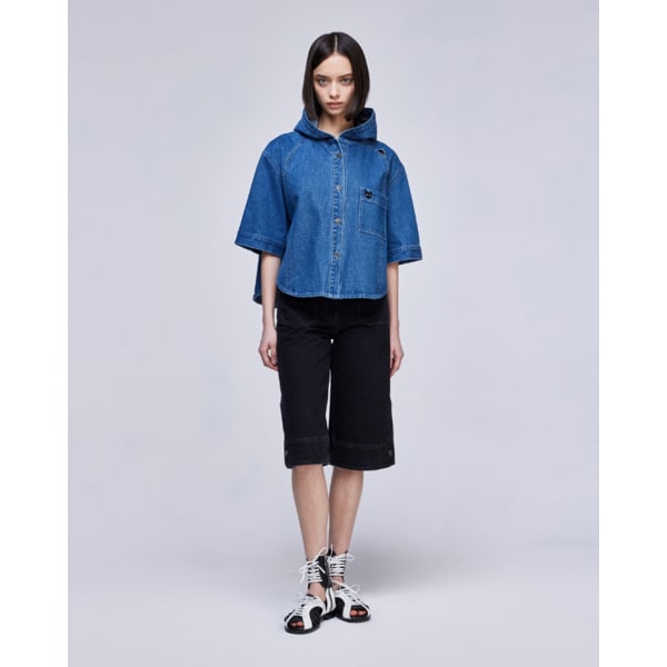 [파주점] [송지오우먼]지제로 커브드 슬릿 데님 후드 셔츠 블루 WH3SH804BL